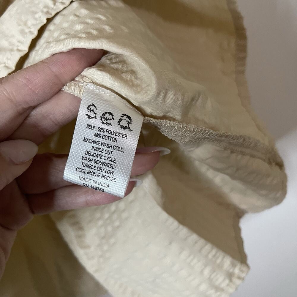 SEA new york tan beige flutter sleeve smocked blouse top size medium - Picture 2 of 4
